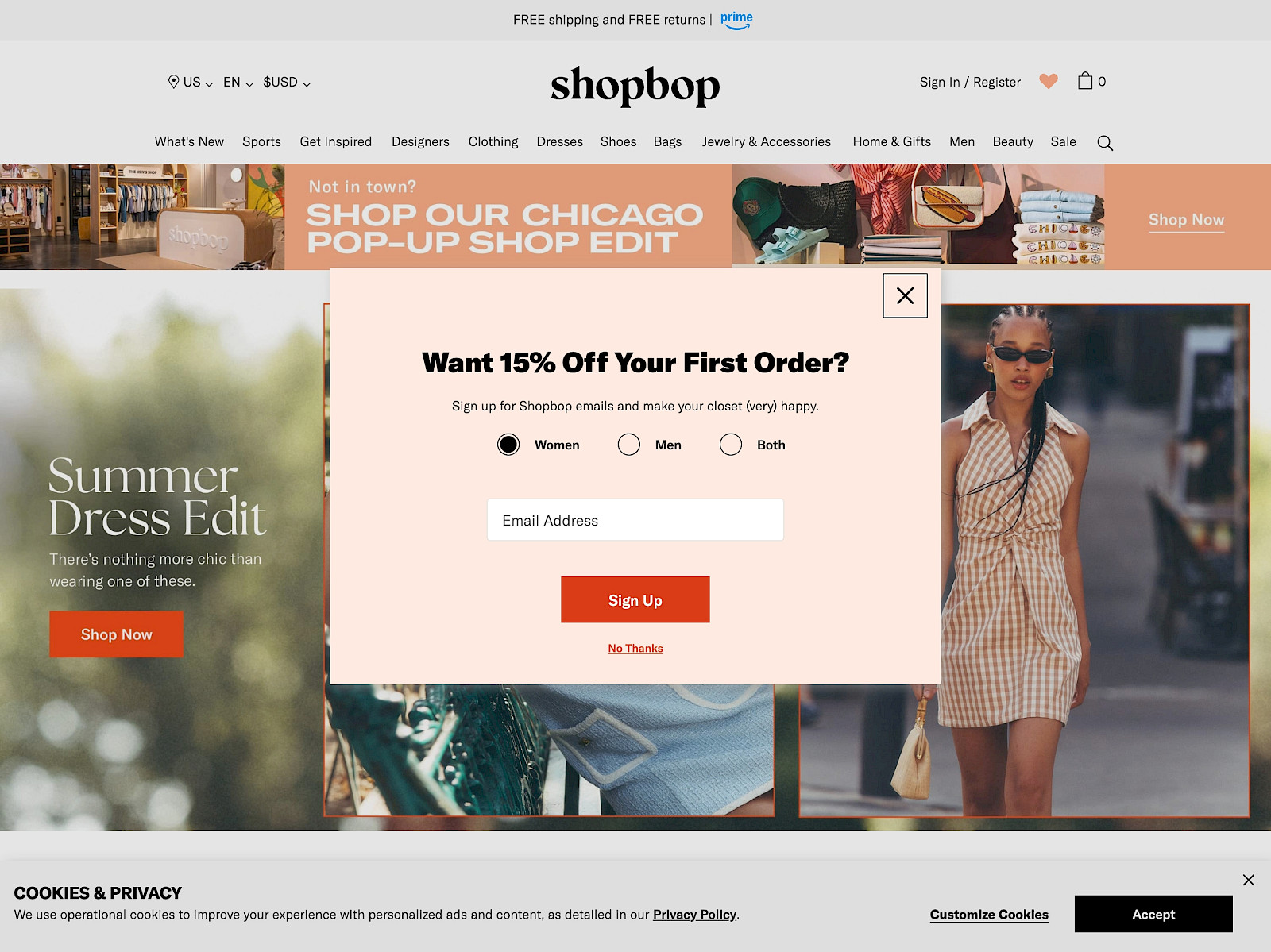 Shopbop.com Screenshot