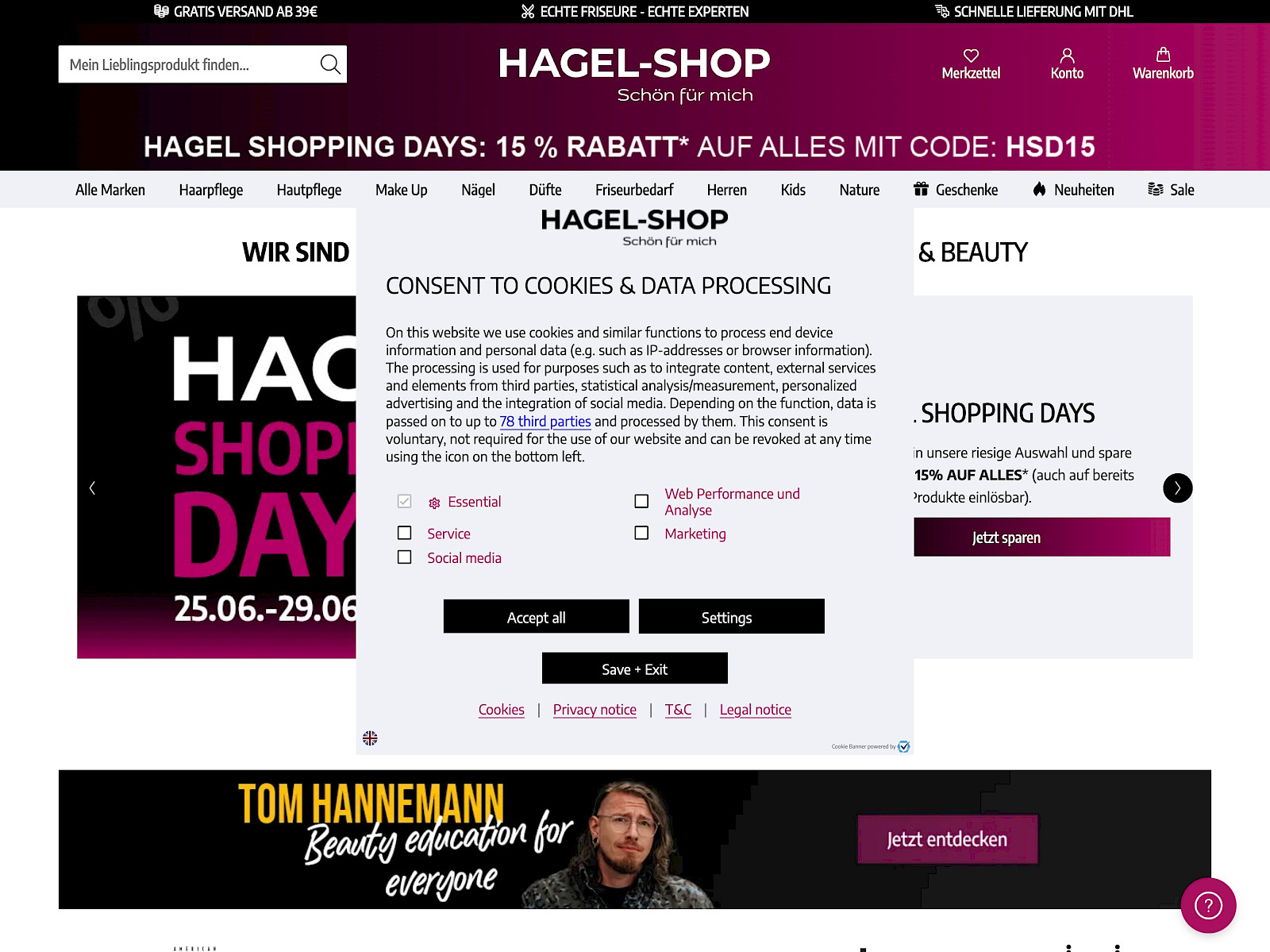 Hagel-Shop Screenshot