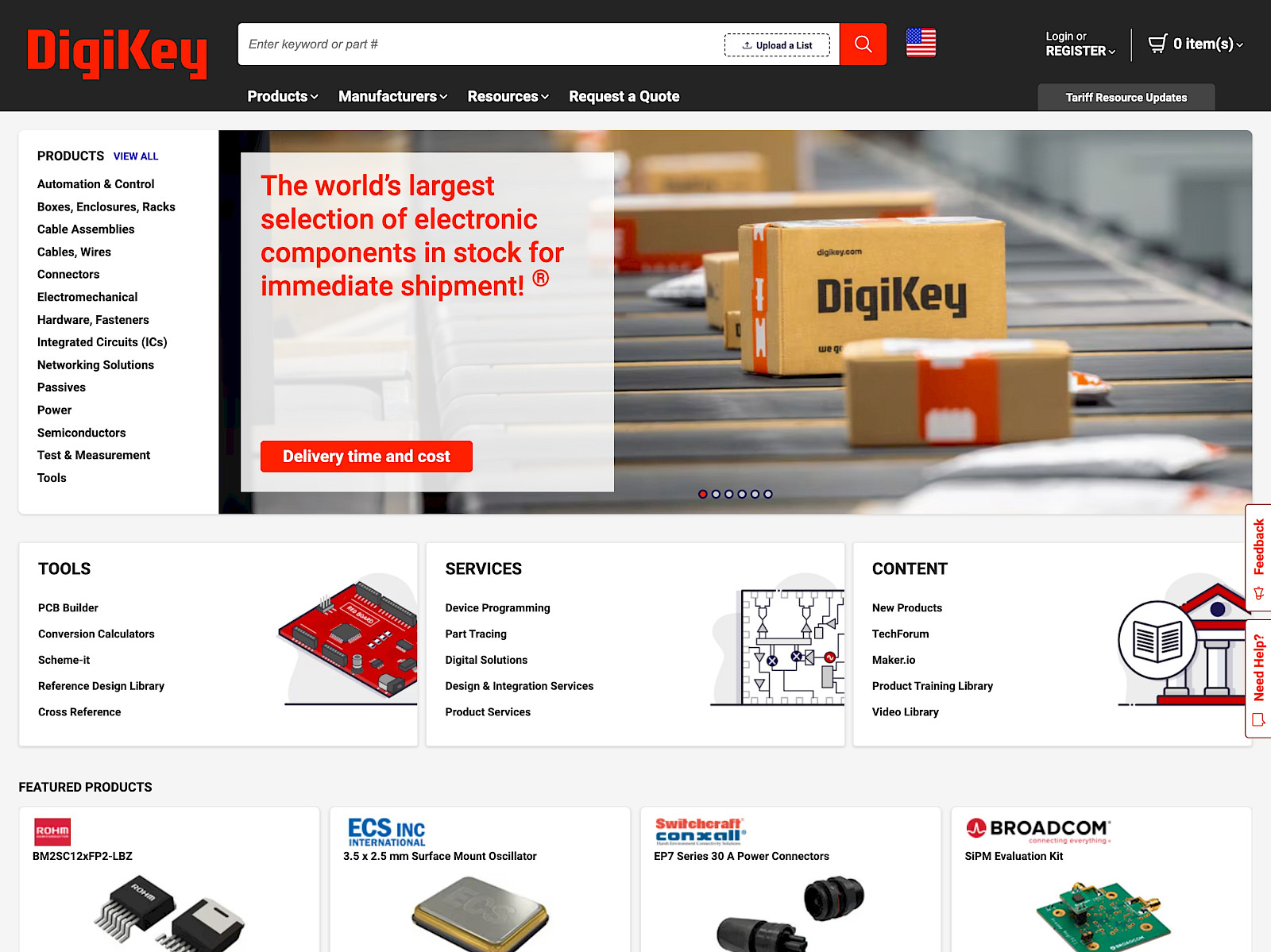 Digi-Key Electronics Screenshot