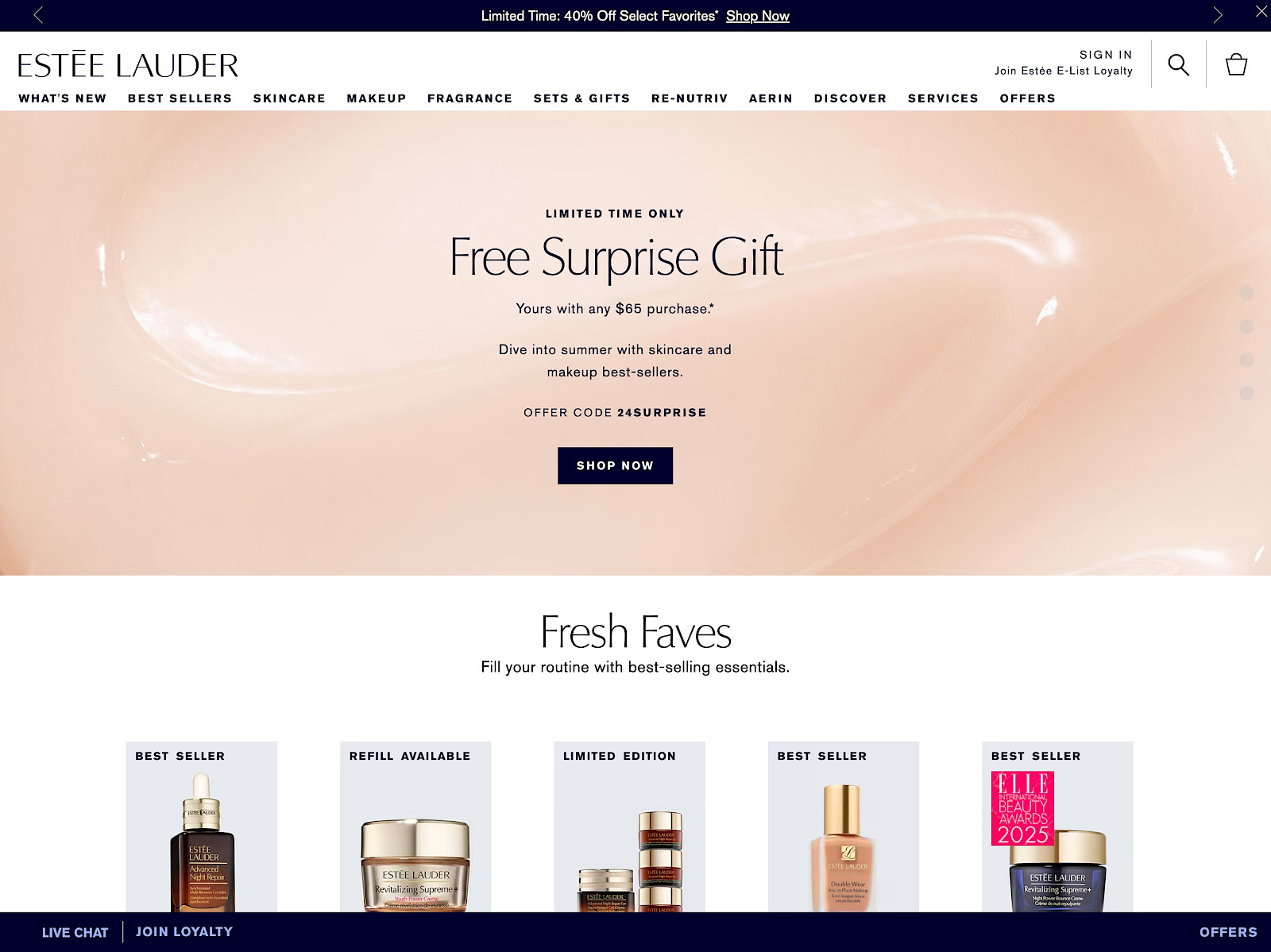 Estee Lauder Screenshot