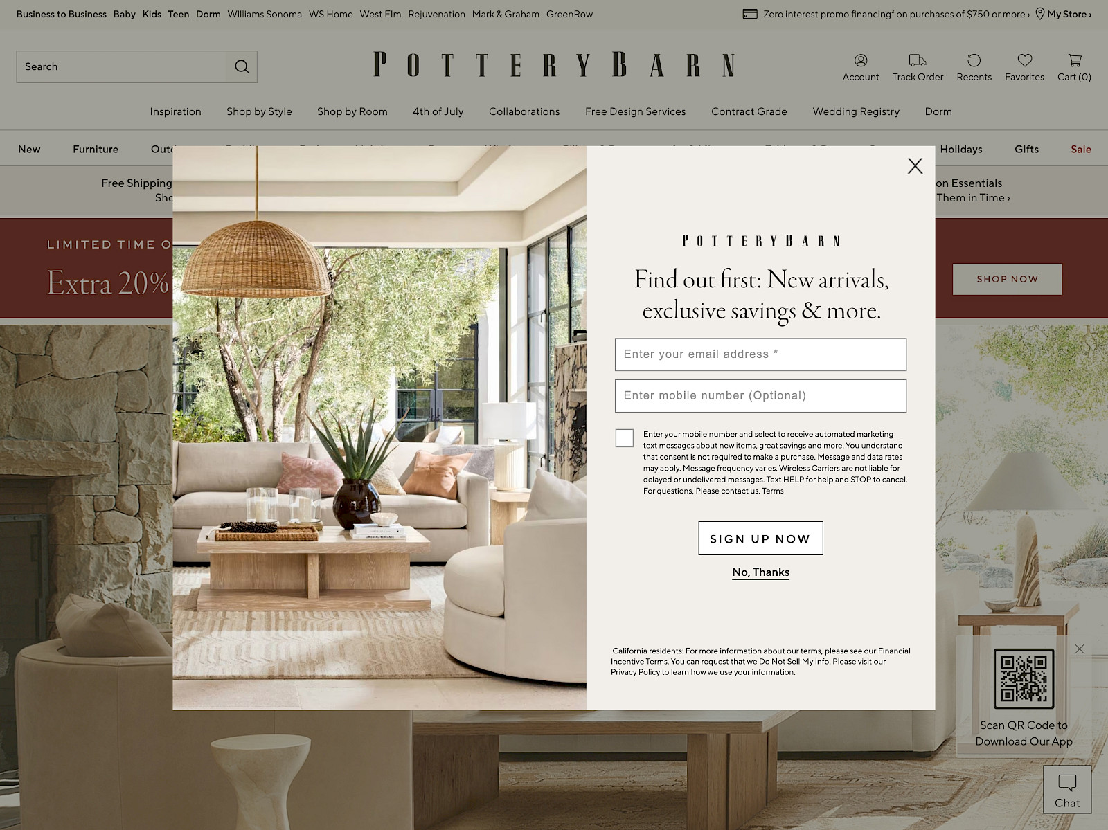 Pottery Barn Screenshot