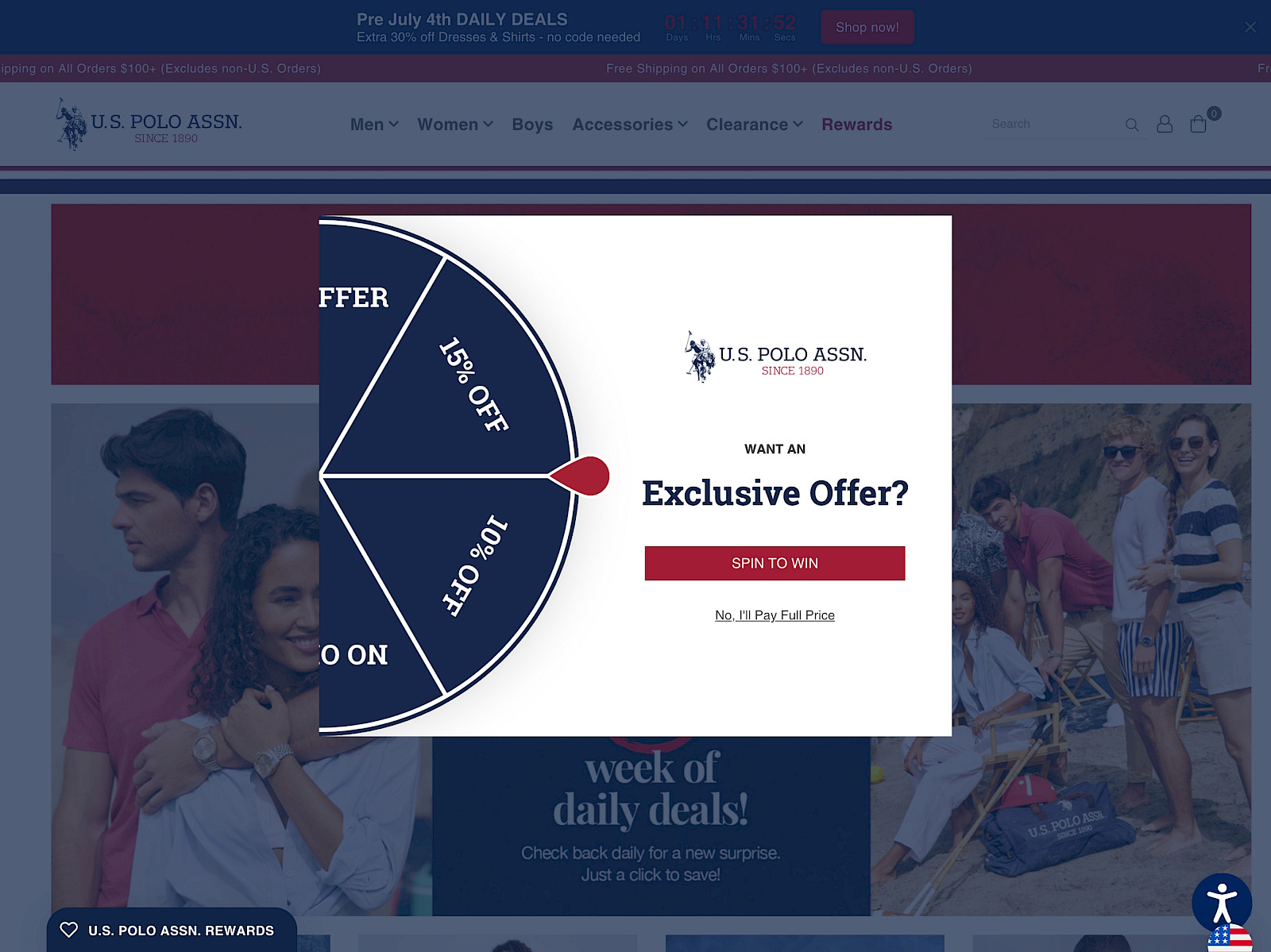 U.S. Polo Assn. Screenshot