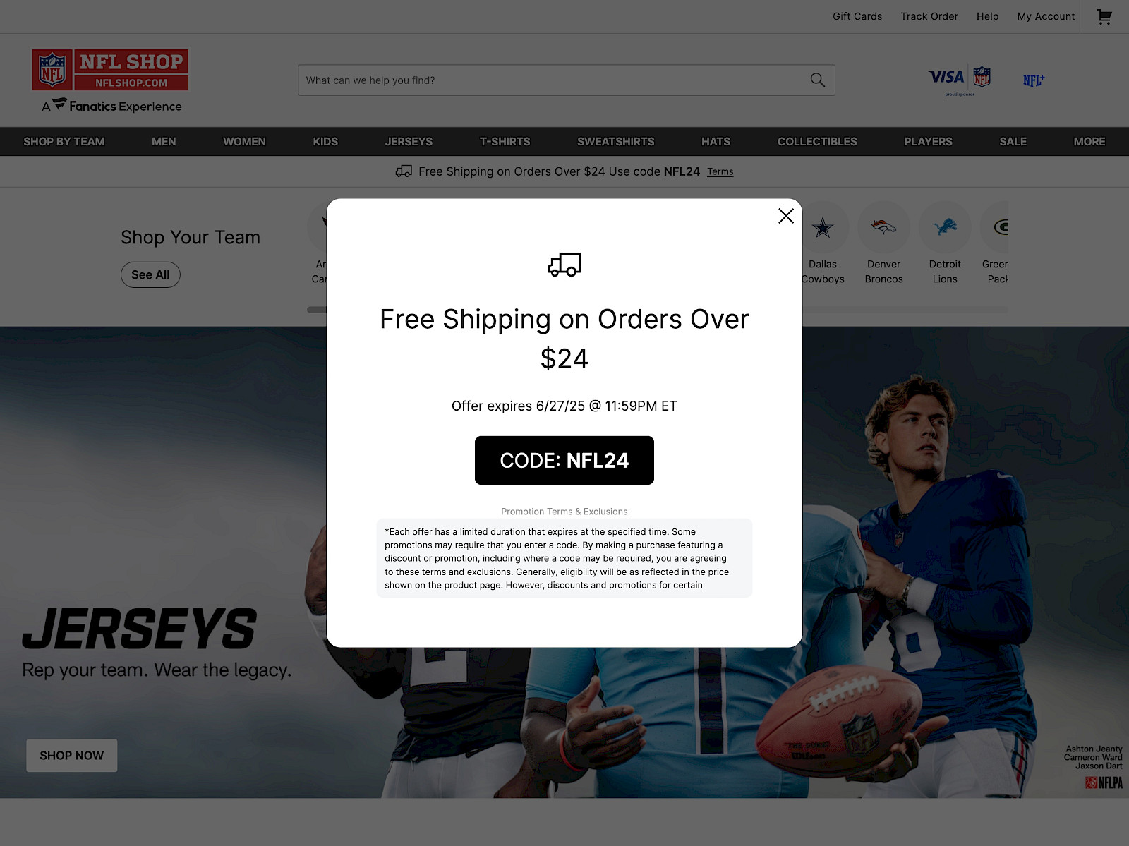 NFL Shop Screenshot