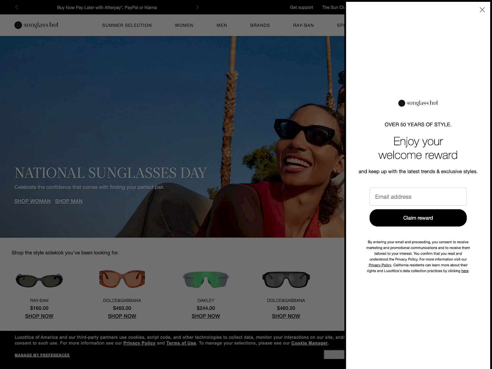 Sunglass Hut Screenshot